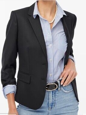 J.Crew Factory Original Schoolboy Blazer Black Classic Career Preppy Size 4